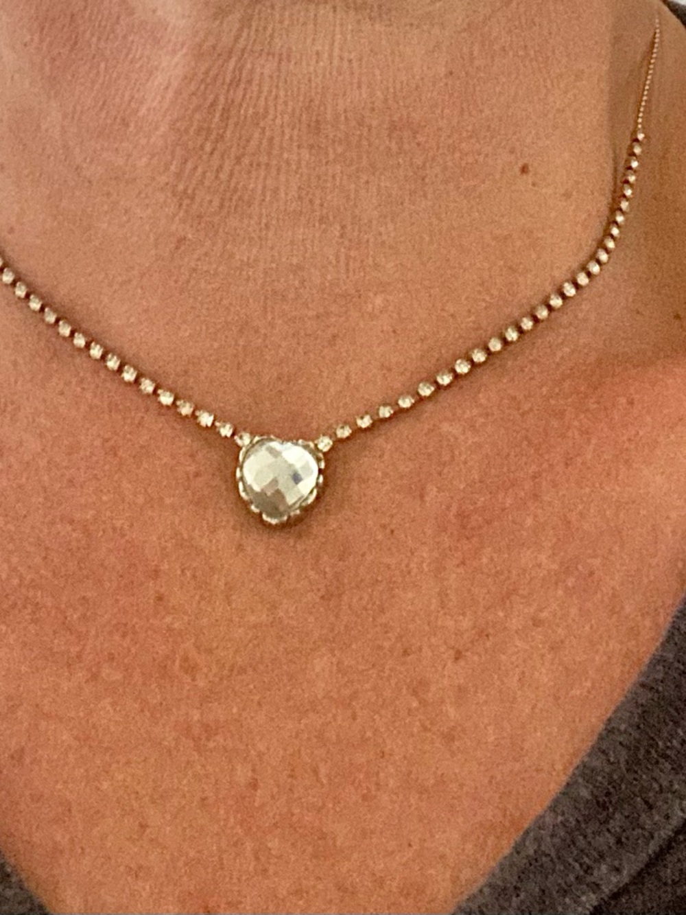 Betsey Johnson vintage Gold-Tone Crystal heart Faceted Pendant choker Necklace